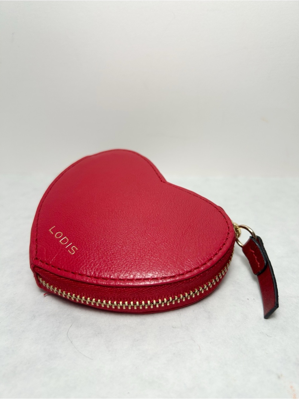Lodis Red Heart-Shaped Leather Zip Coin Wallet, Bag Charm, Belt Bag, NWOT